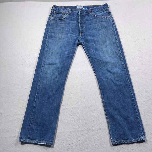 Levi's Other - Vintage Levis 501 Jeans Men 36x30 Blue Denim Mid Wash Button Fly Tag 38x32